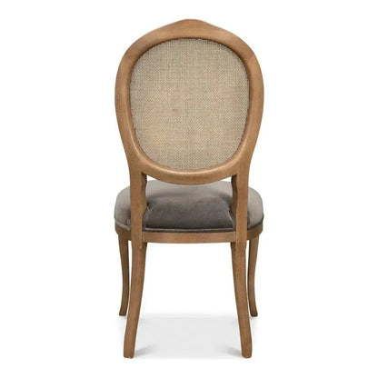 Sarreid Oval Cane Back Fabric Dining Chair 2PC