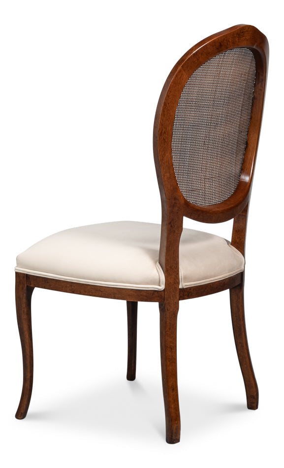 Sarreid Oval Cane Back Fabric Dining Chair 2PC