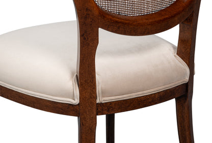 Sarreid Oval Cane Back Fabric Dining Chair 2PC