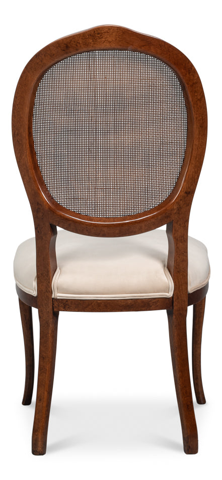 Sarreid Oval Cane Back Fabric Dining Chair 2PC