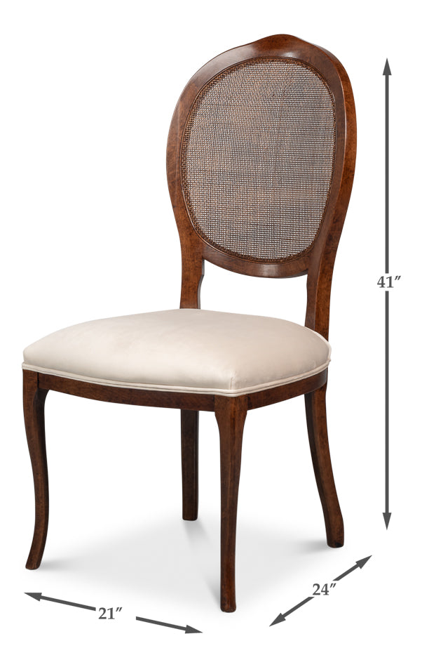 Sarreid Oval Cane Back Fabric Dining Chair 2PC