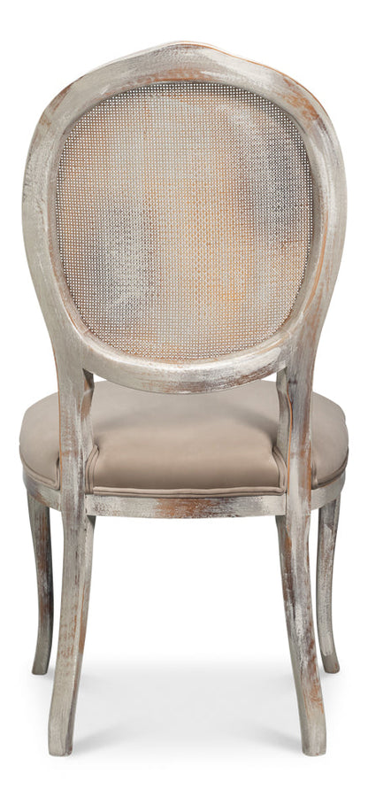 Sarreid Oval Cane Back Fabric Dining Chair 2PC