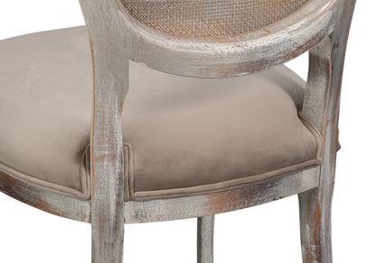 Sarreid Oval Cane Back Fabric Dining Chair 2PC