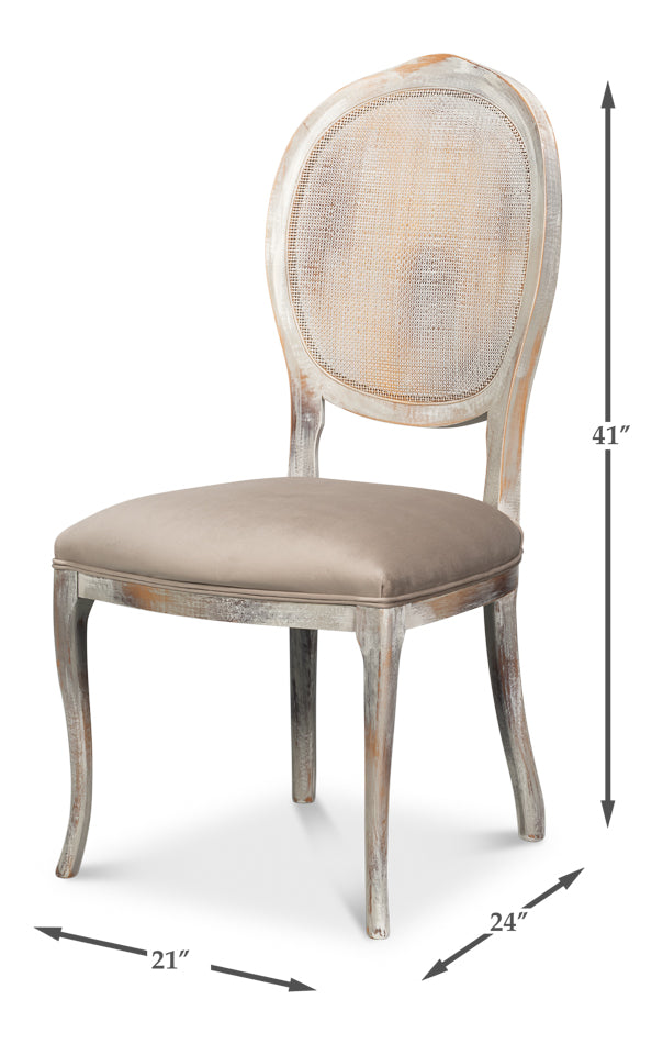 Sarreid Oval Cane Back Fabric Dining Chair 2PC