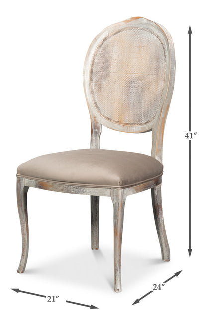 Sarreid Oval Cane Back Fabric Dining Chair 2PC