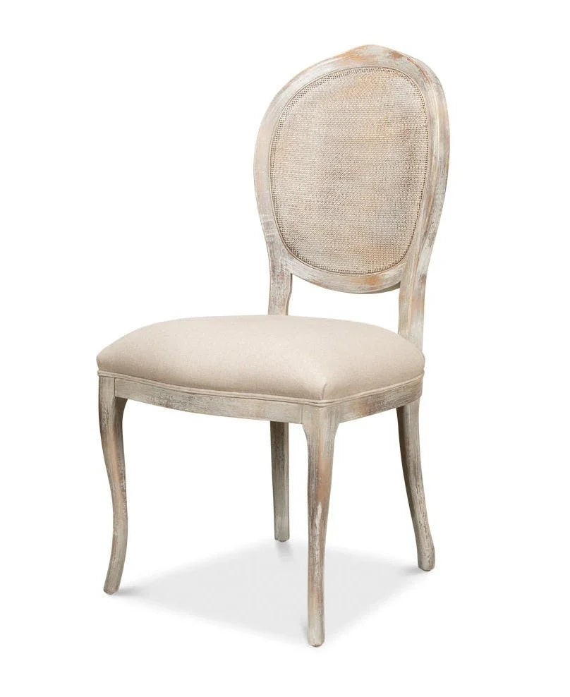 Sarreid Oval Cane Back Fabric Dining Chair 2PC