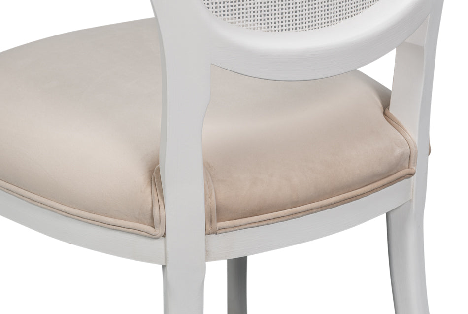 Sarreid Oval Cane Back Fabric Dining Chair 2PC
