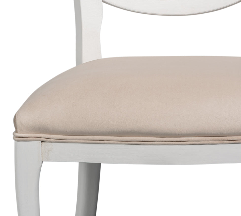 Sarreid Oval Cane Back Fabric Dining Chair 2PC