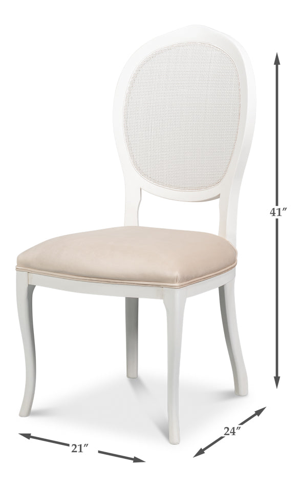 Sarreid Oval Cane Back Fabric Dining Chair 2PC