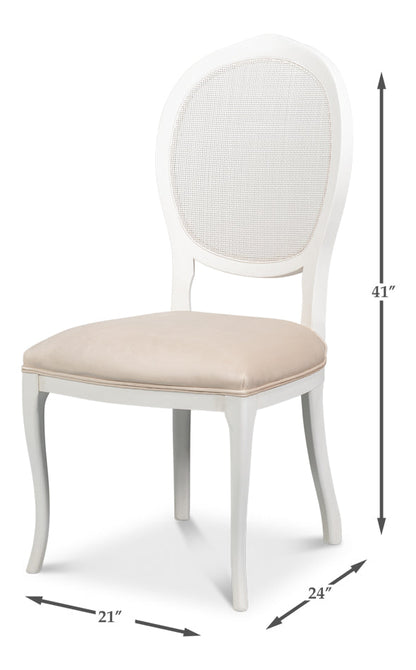 Sarreid Oval Cane Back Fabric Dining Chair 2PC