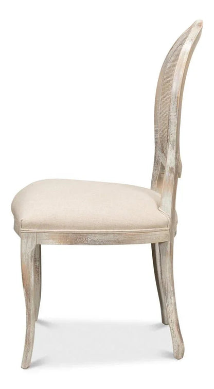 Sarreid Oval Cane Back Fabric Dining Chair 2PC