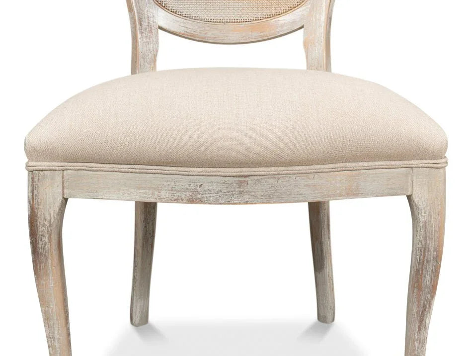 Sarreid Oval Cane Back Fabric Dining Chair 2PC