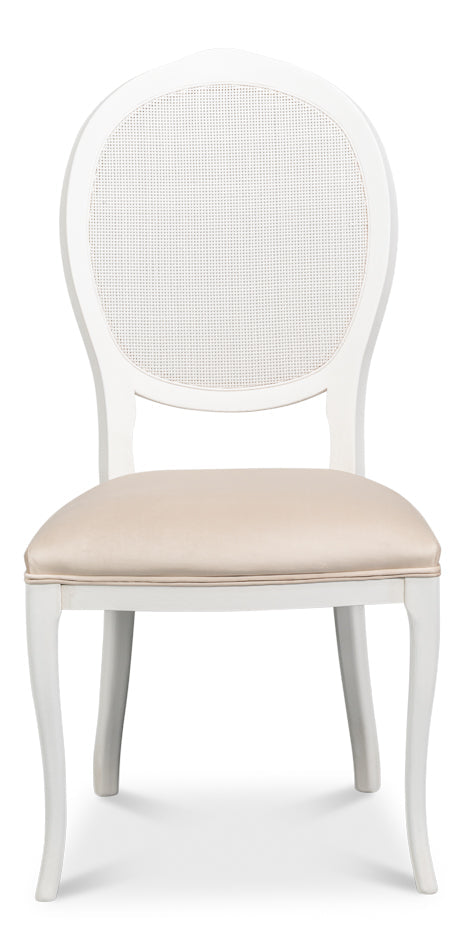 Sarreid Oval Cane Back Fabric Dining Chair 2PC