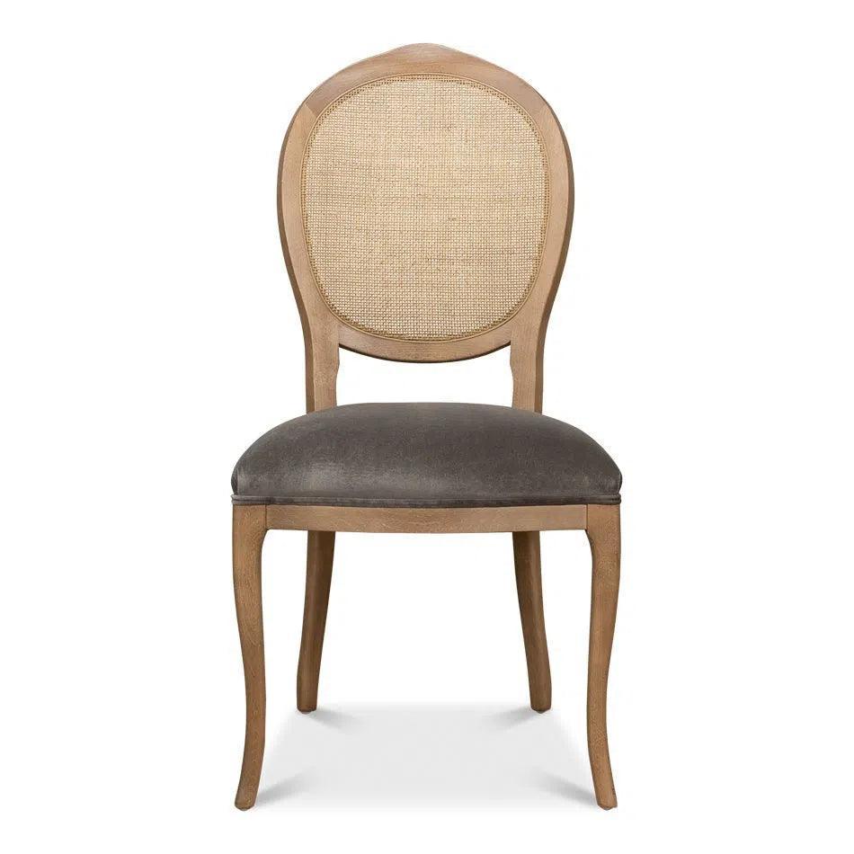 Sarreid Oval Cane Back Fabric Dining Chair 2PC