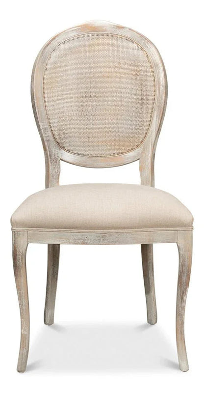 Sarreid Oval Cane Back Fabric Dining Chair 2PC