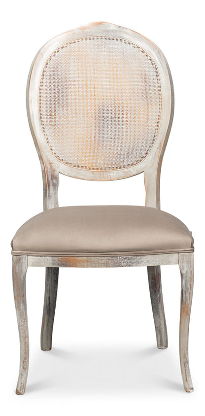 Sarreid Oval Cane Back Fabric Dining Chair 2PC
