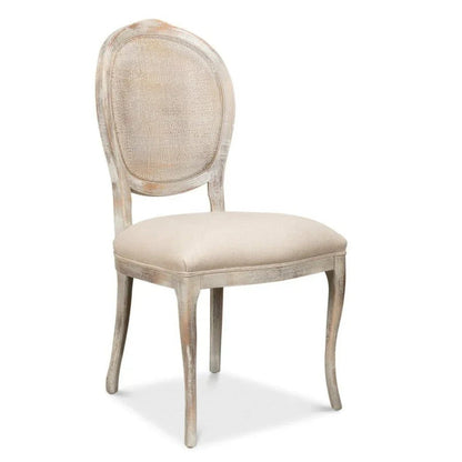 Sarreid Oval Cane Back Fabric Dining Chair 2PC