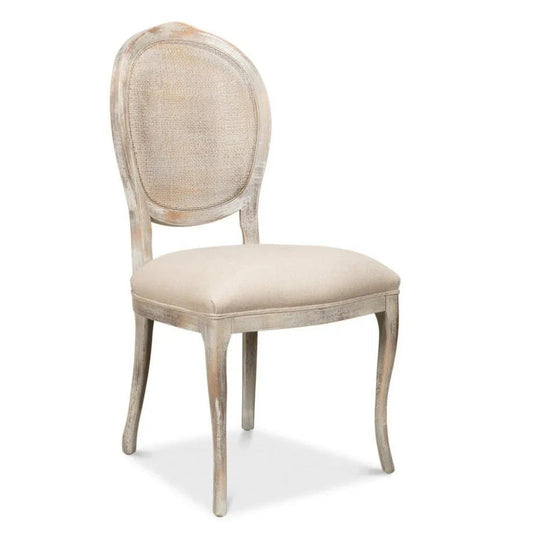 Sarreid Oval Cane Back Fabric Dining Chair 2PC