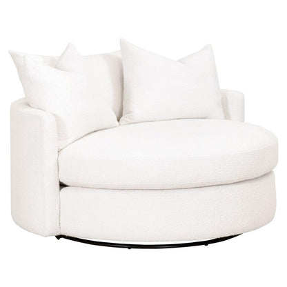 Oversized White Boucle Swivel Chair And A Half Club Chairs Sideboards and Things By Essentials For Living