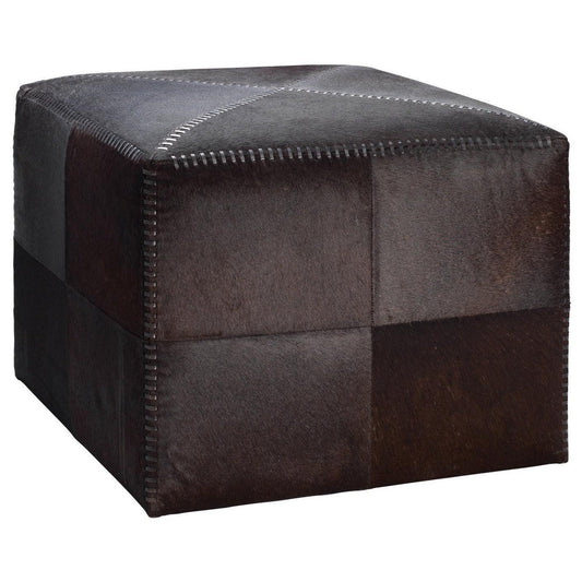 Ox Brown Square Leather Cowhide Ottoman - Large Ottomans Sideboards and Things By Jamie Young