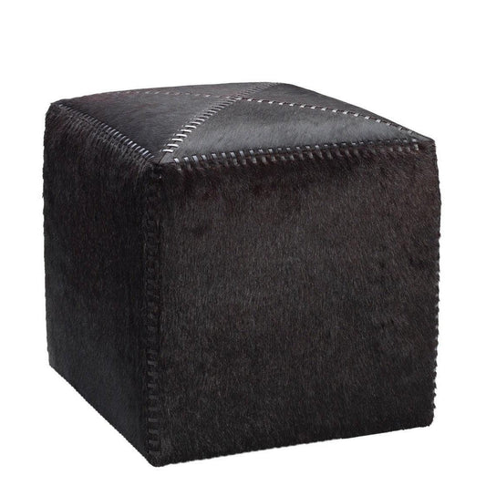 Ox Brown Square Leather Cowhide Ottoman - Small Ottomans Sideboards and Things By Jamie Young