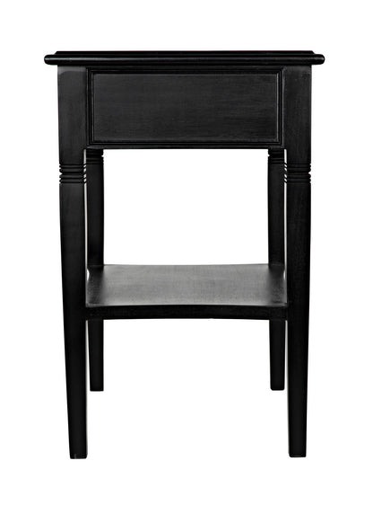 Oxford 1-Drawer Wood Black Rectangle Side Table-Side Tables-Noir-Sideboards and Things