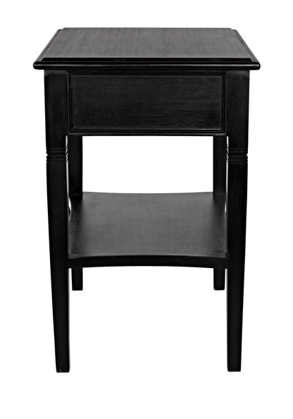 Oxford 1-Drawer Wood Black Rectangle Side Table-Side Tables-Noir-Sideboards and Things