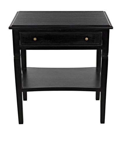 Oxford 1-Drawer Wood Black Rectangle Side Table-Side Tables-Noir-Sideboards and Things