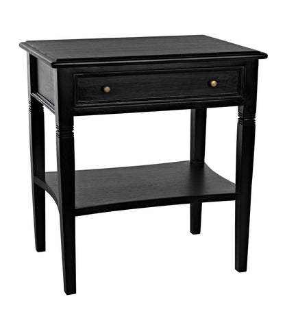 Oxford 1-Drawer Wood Black Rectangle Side Table-Side Tables-Noir-Sideboards and Things