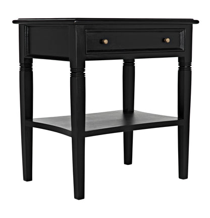 Oxford 1-Drawer Wood Black Rectangle Side Table-Side Tables-Noir-Sideboards and Things