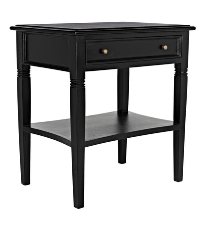 Oxford 1-Drawer Wood Black Rectangle Side Table-Side Tables-Noir-Sideboards and Things