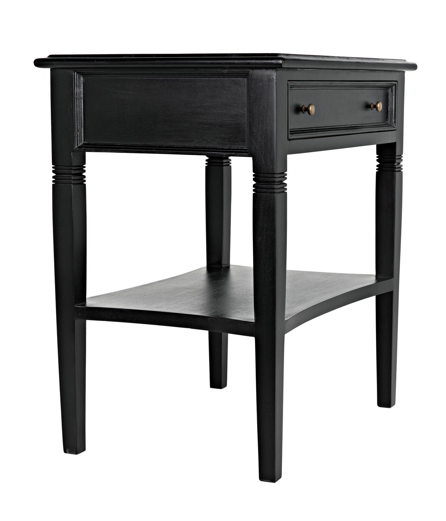 Oxford 1-Drawer Wood Black Rectangle Side Table-Side Tables-Noir-Sideboards and Things