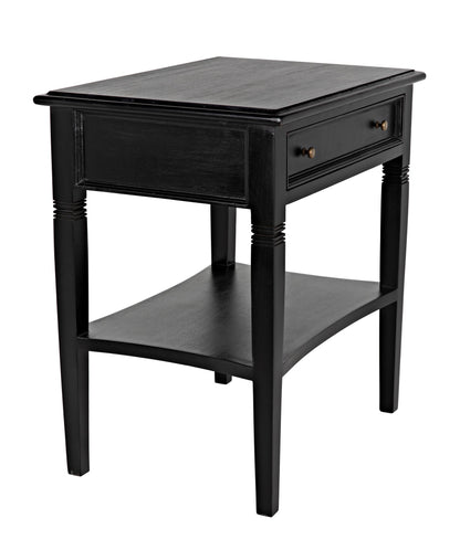 Oxford 1-Drawer Wood Black Rectangle Side Table-Side Tables-Noir-Sideboards and Things