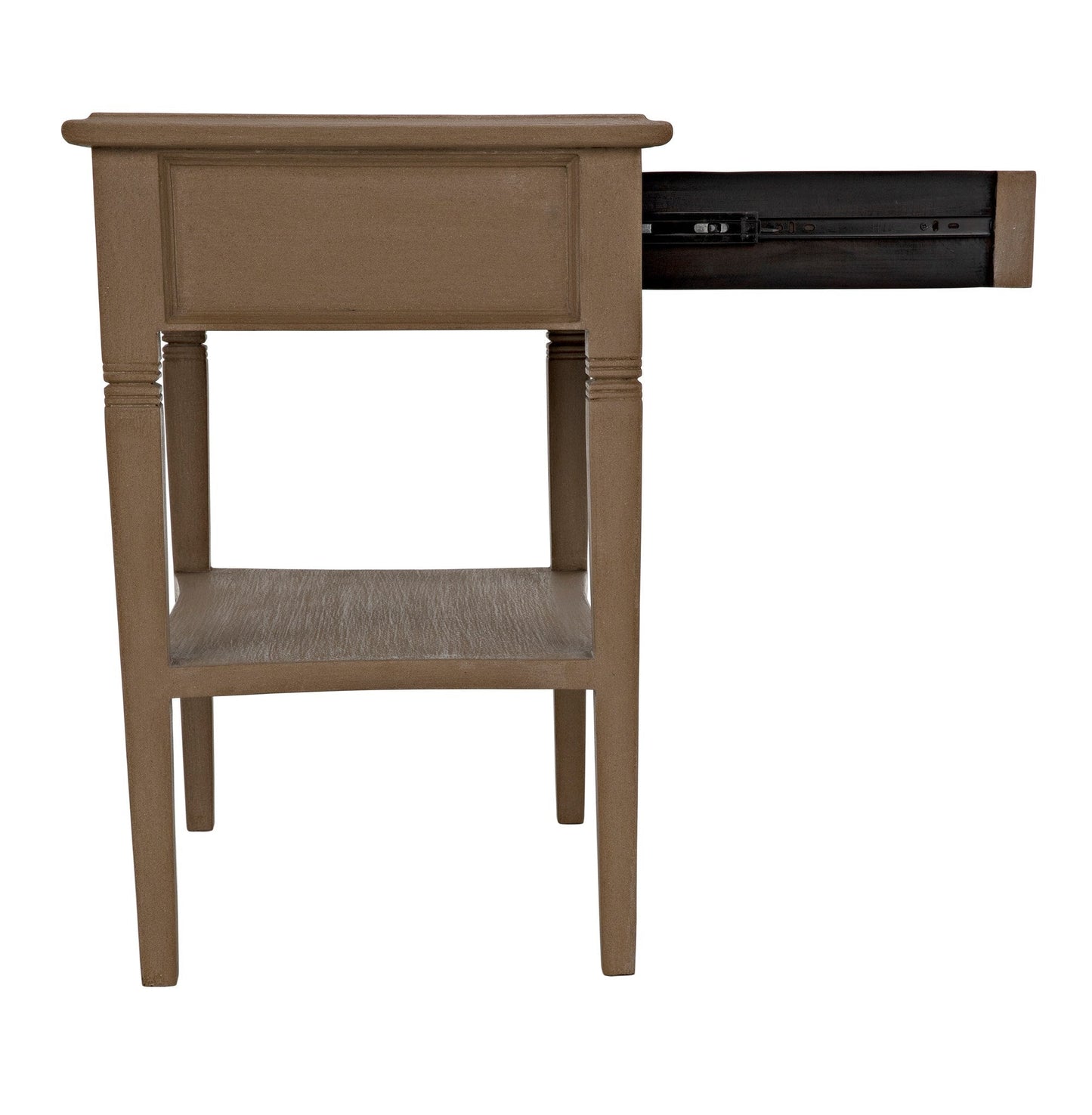 Oxford 1-Drawer Wood Brown Rectangle Side Table-Side Tables-Noir-Sideboards and Things