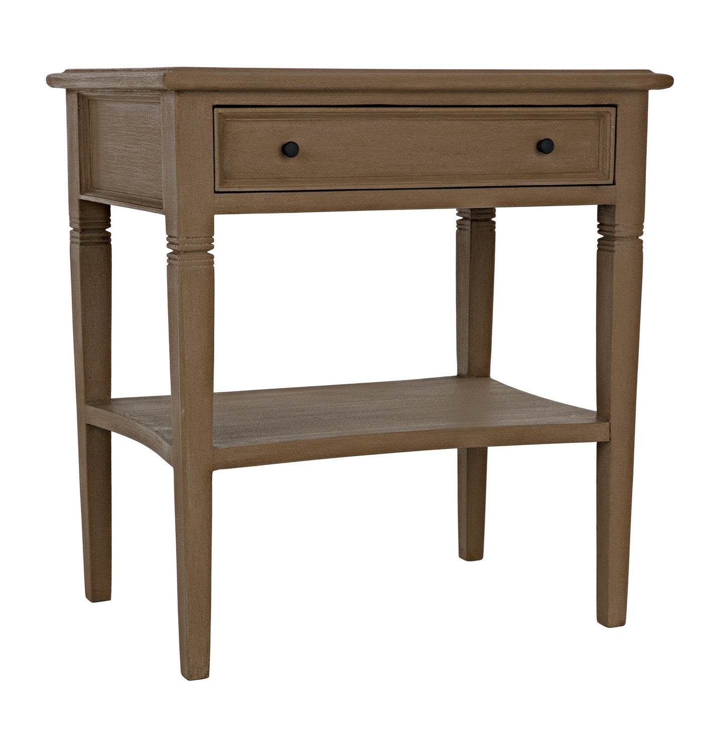 Oxford 1-Drawer Wood Brown Rectangle Side Table-Side Tables-Noir-Sideboards and Things