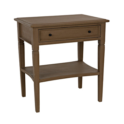 Oxford 1-Drawer Wood Brown Rectangle Side Table-Side Tables-Noir-Sideboards and Things