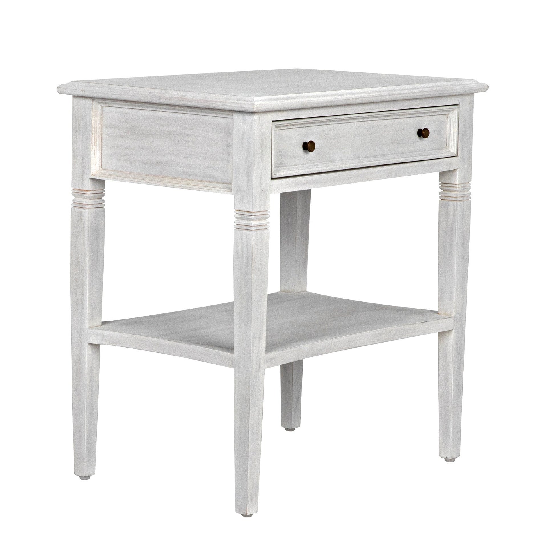 Oxford 1-Drawer Wood White Rectangle Side Table-Side Tables-Noir-Sideboards and Things