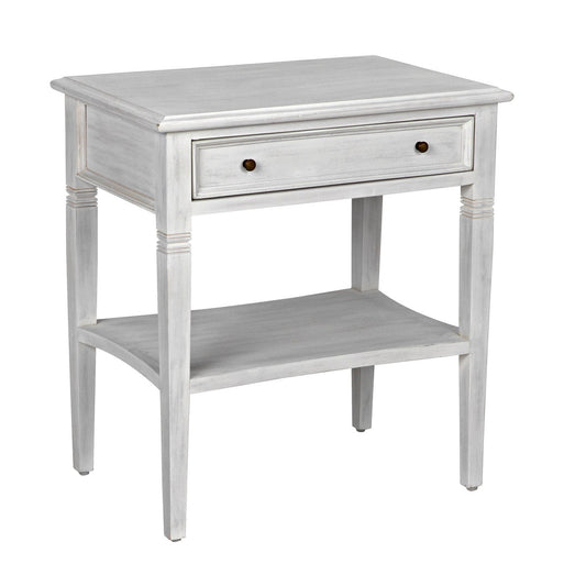 Oxford 1-Drawer Wood White Rectangle Side Table-Side Tables-Noir-Sideboards and Things