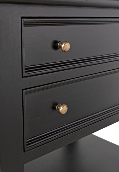 Oxford 2-Drawer Wood Black Rectangle Side Table-Side Tables-Noir-Sideboards and Things