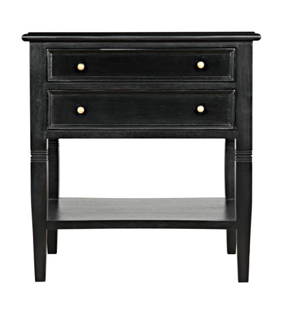 Oxford 2-Drawer Wood Black Rectangle Side Table-Side Tables-Noir-Sideboards and Things