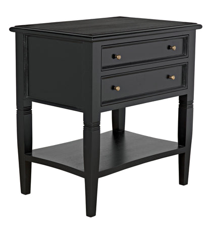 Oxford 2-Drawer Wood Black Rectangle Side Table-Side Tables-Noir-Sideboards and Things