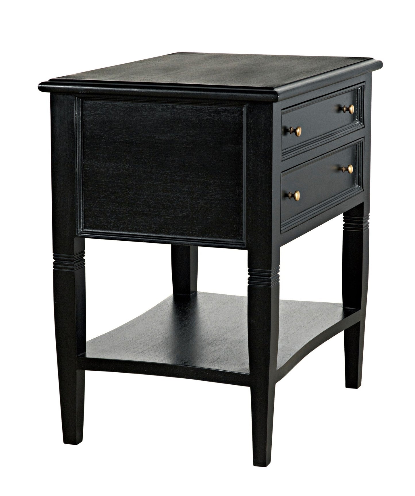 Oxford 2-Drawer Wood Black Rectangle Side Table-Side Tables-Noir-Sideboards and Things