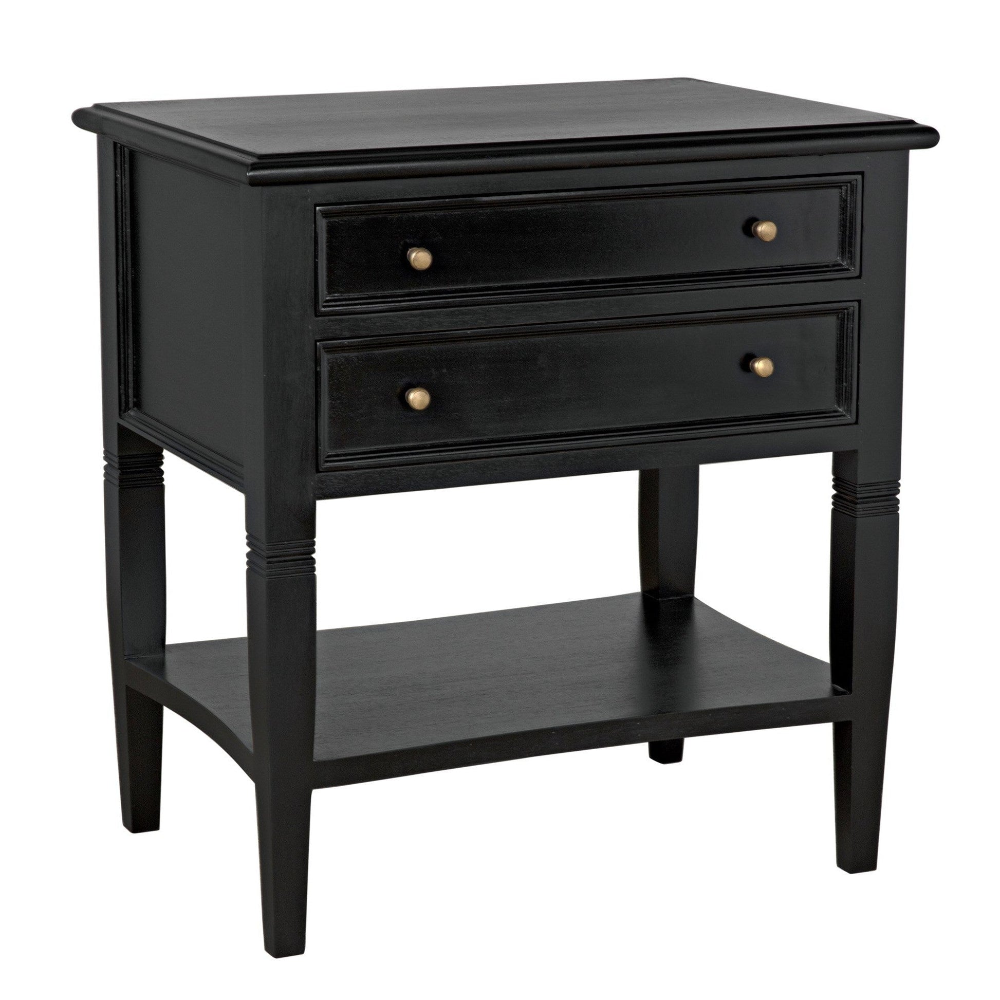 Oxford 2-Drawer Wood Black Rectangle Side Table-Side Tables-Noir-Sideboards and Things