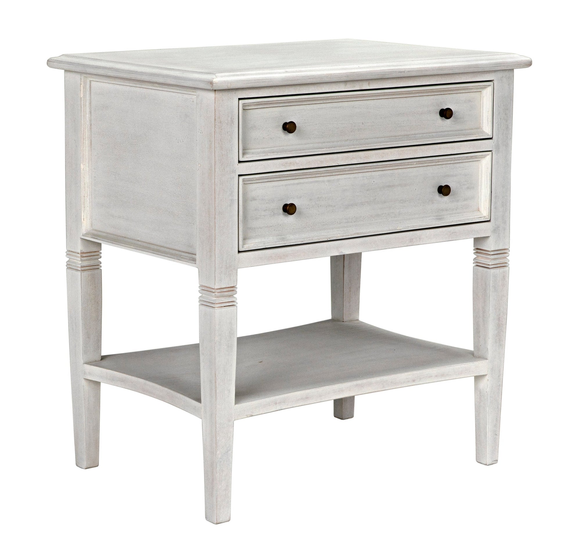 Oxford 2-Drawer Wood White Rectangle Side Table-Side Tables-Noir-Sideboards and Things