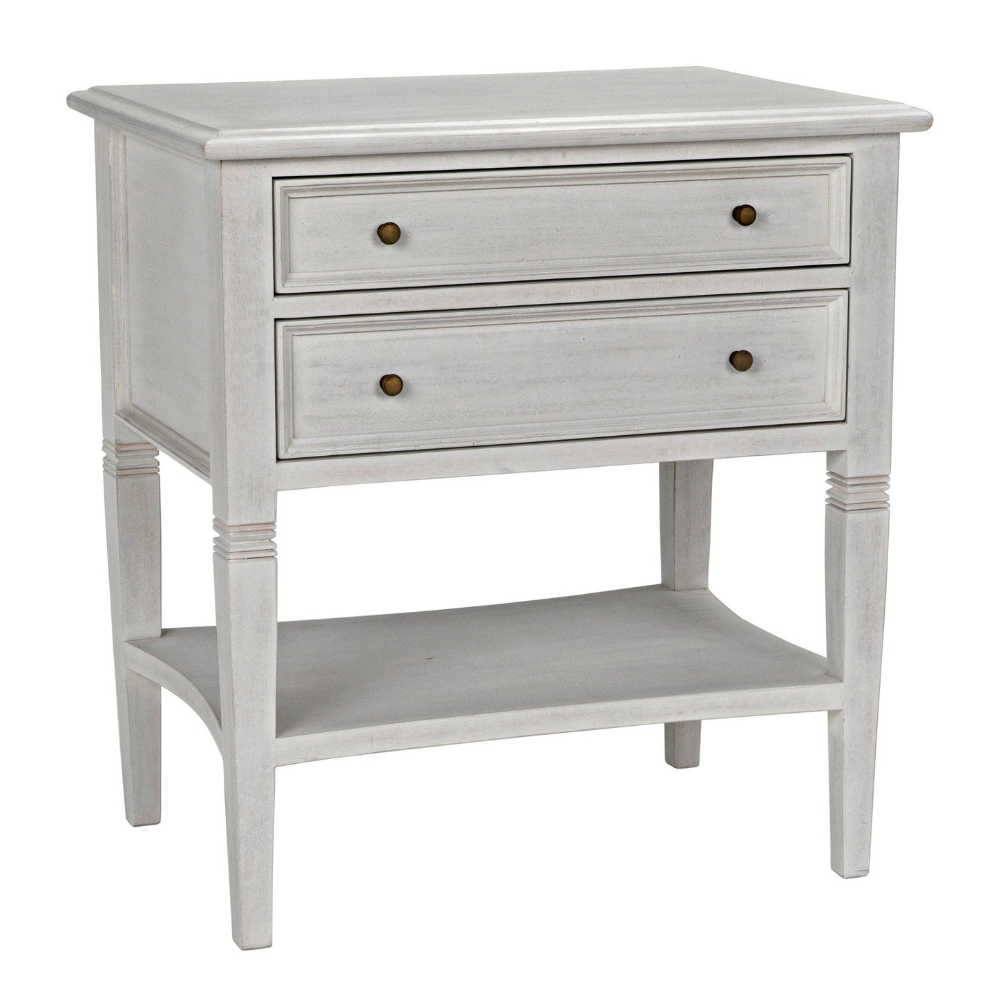 Oxford 2-Drawer Wood White Rectangle Side Table-Side Tables-Noir-Sideboards and Things