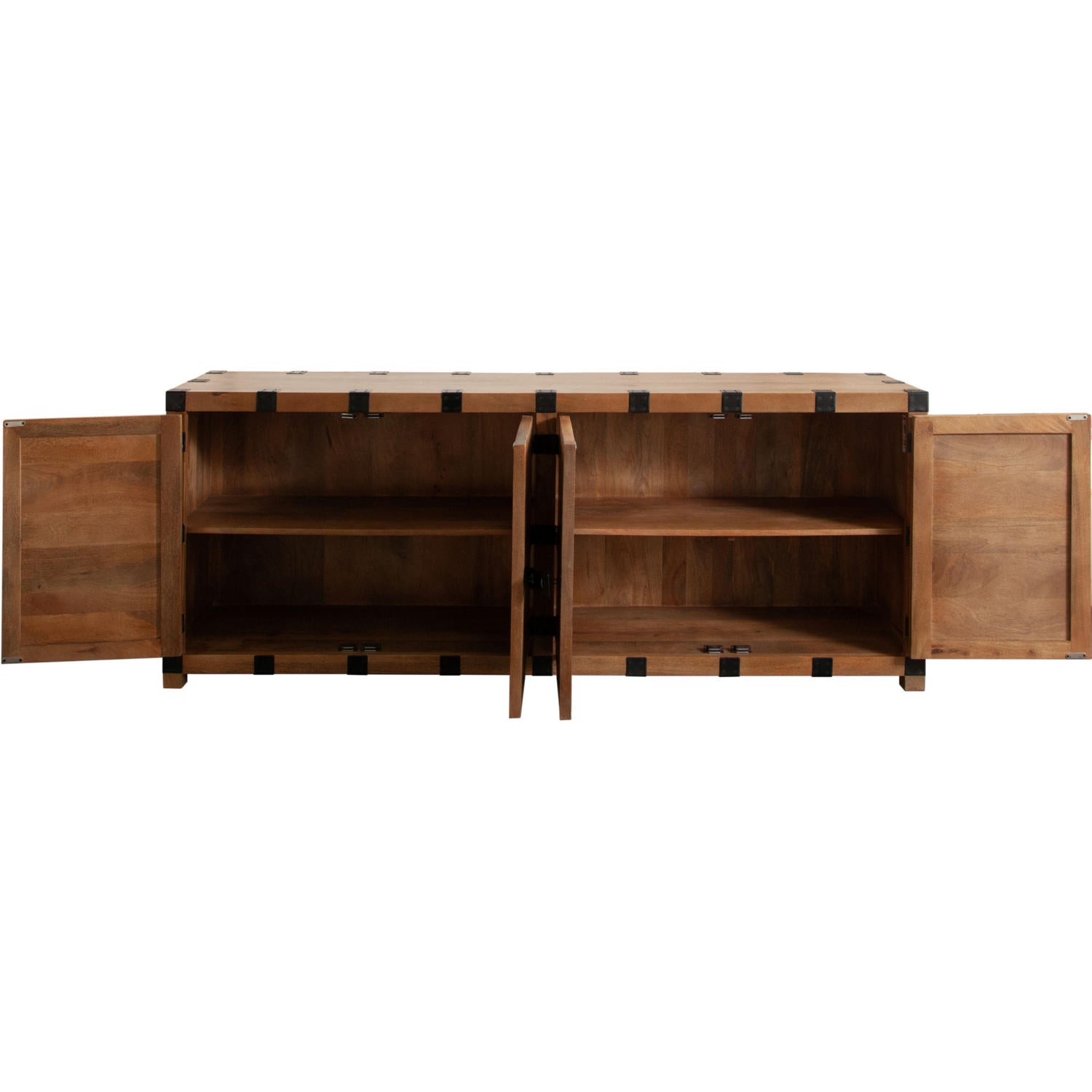 Oxford Solid Mango Wood 4-Door Sideboard in Oak Finish-Sideboards-Diamond Sofa-Sideboards and Things 