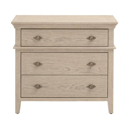 Essentials For Living Oxford 3-Drawer White Washed Oak Wood Nightstand