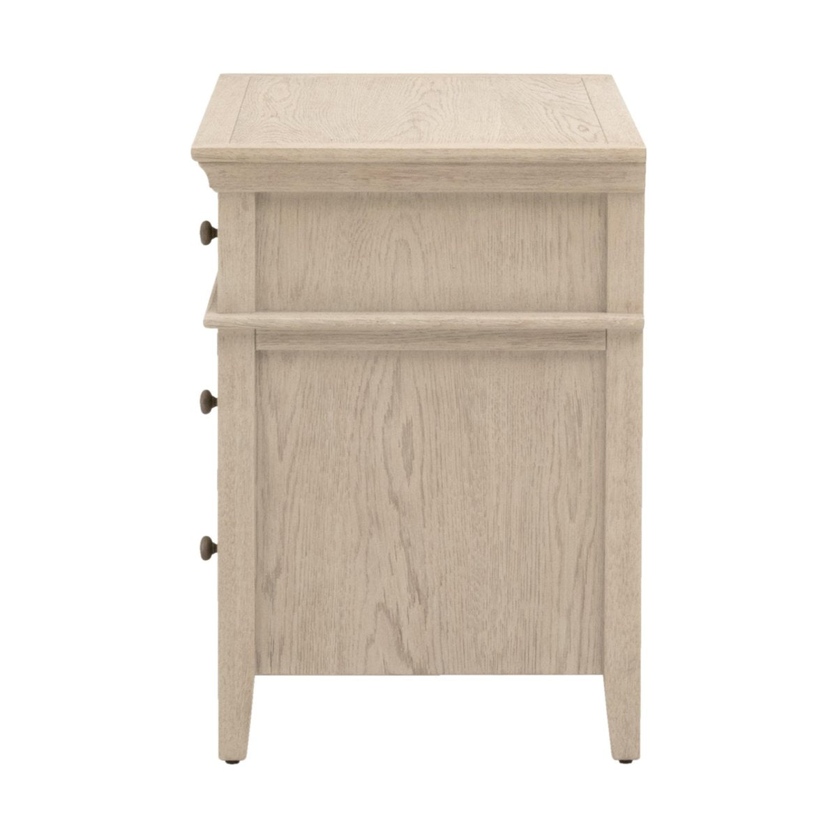 Essentials For Living Oxford 3-Drawer White Washed Oak Wood Nightstand