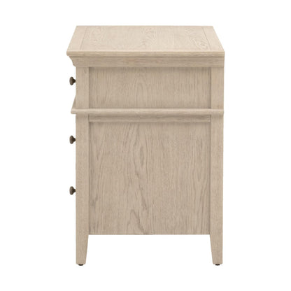 Essentials For Living Oxford 3-Drawer White Washed Oak Wood Nightstand