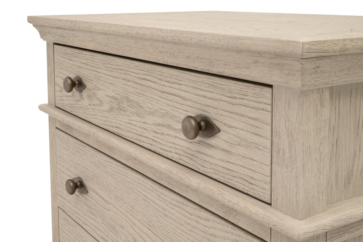 Essentials For Living Oxford 3-Drawer White Washed Oak Wood Nightstand
